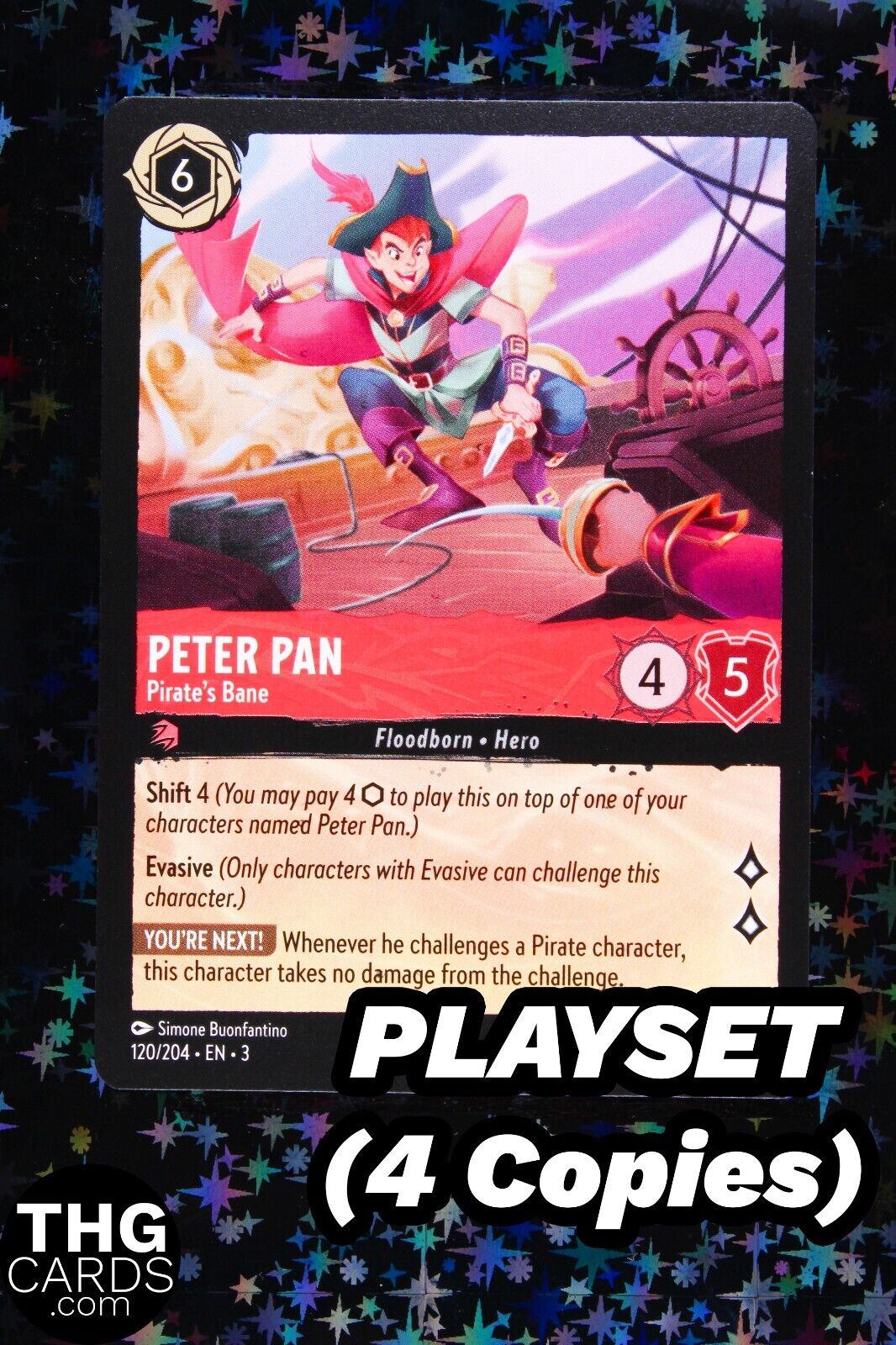 Peter Pan, Pirate's Bane 120/204 Rare Lorcana Card EN3 PLAYSET