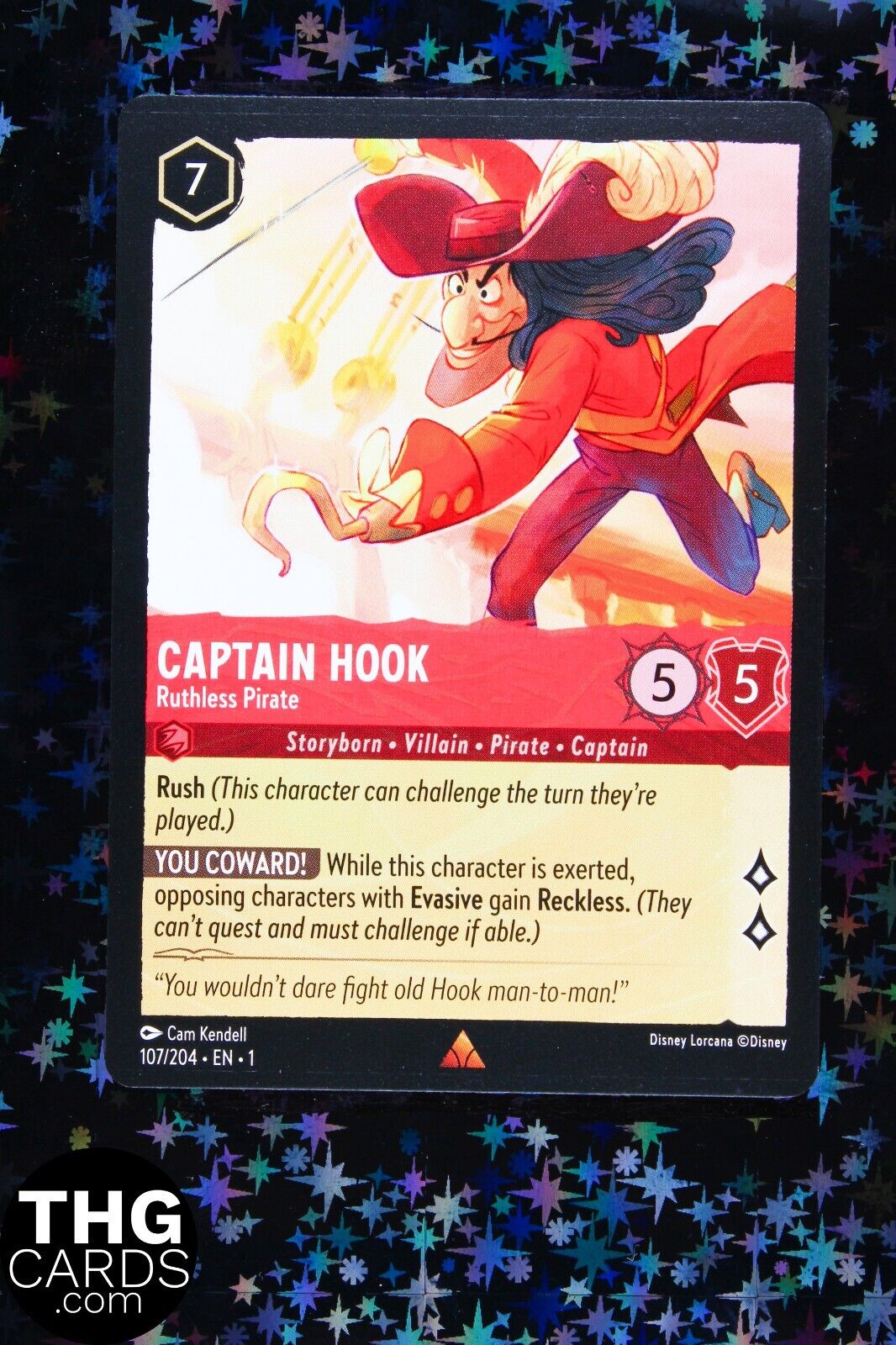Captain Hook, Ruthless Pirate 107/204 Rare Lorcana Card EN 1