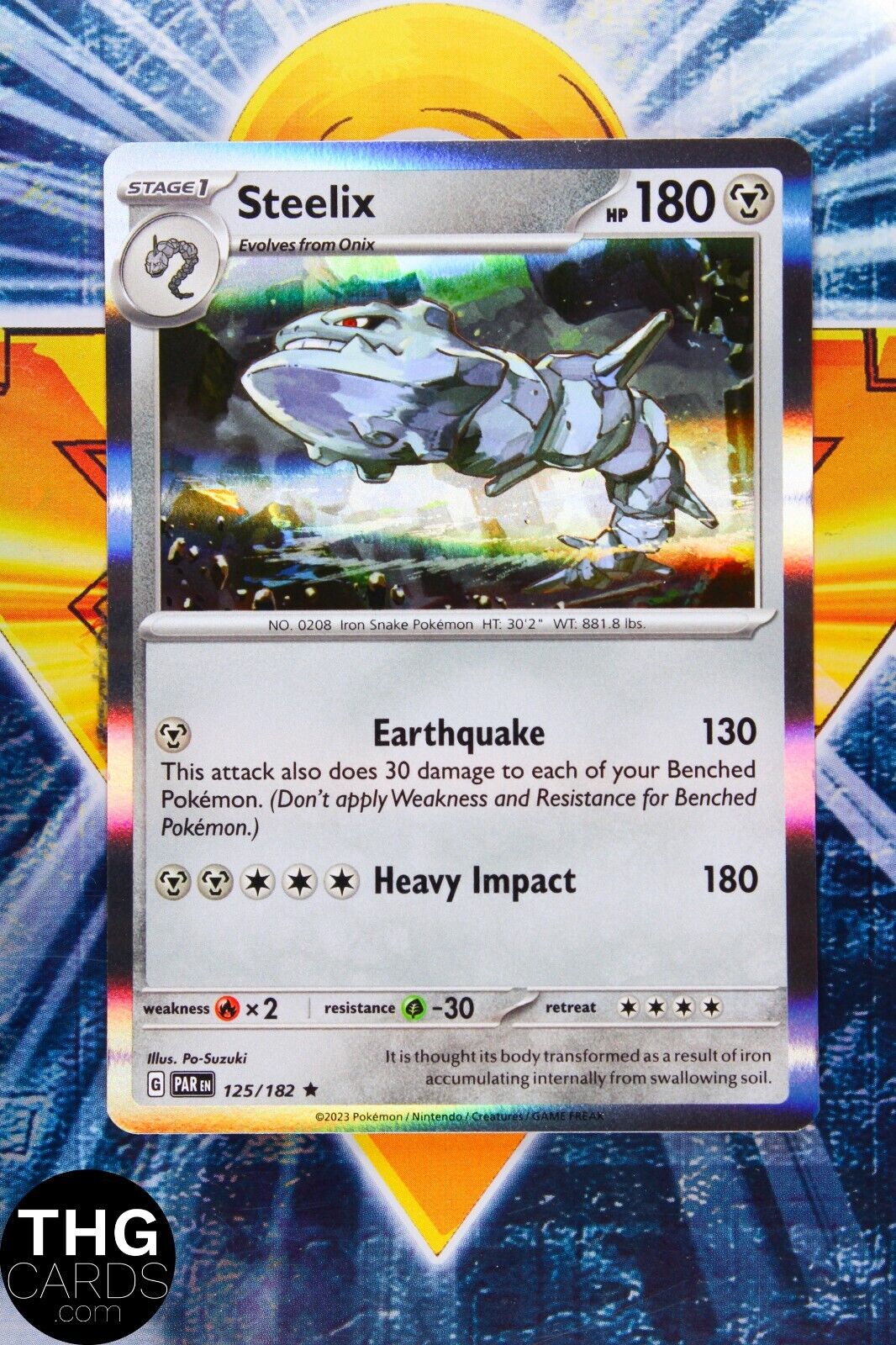 Steelix 125/182 Holo Rare Holo Paradox Rift Pokemon Card