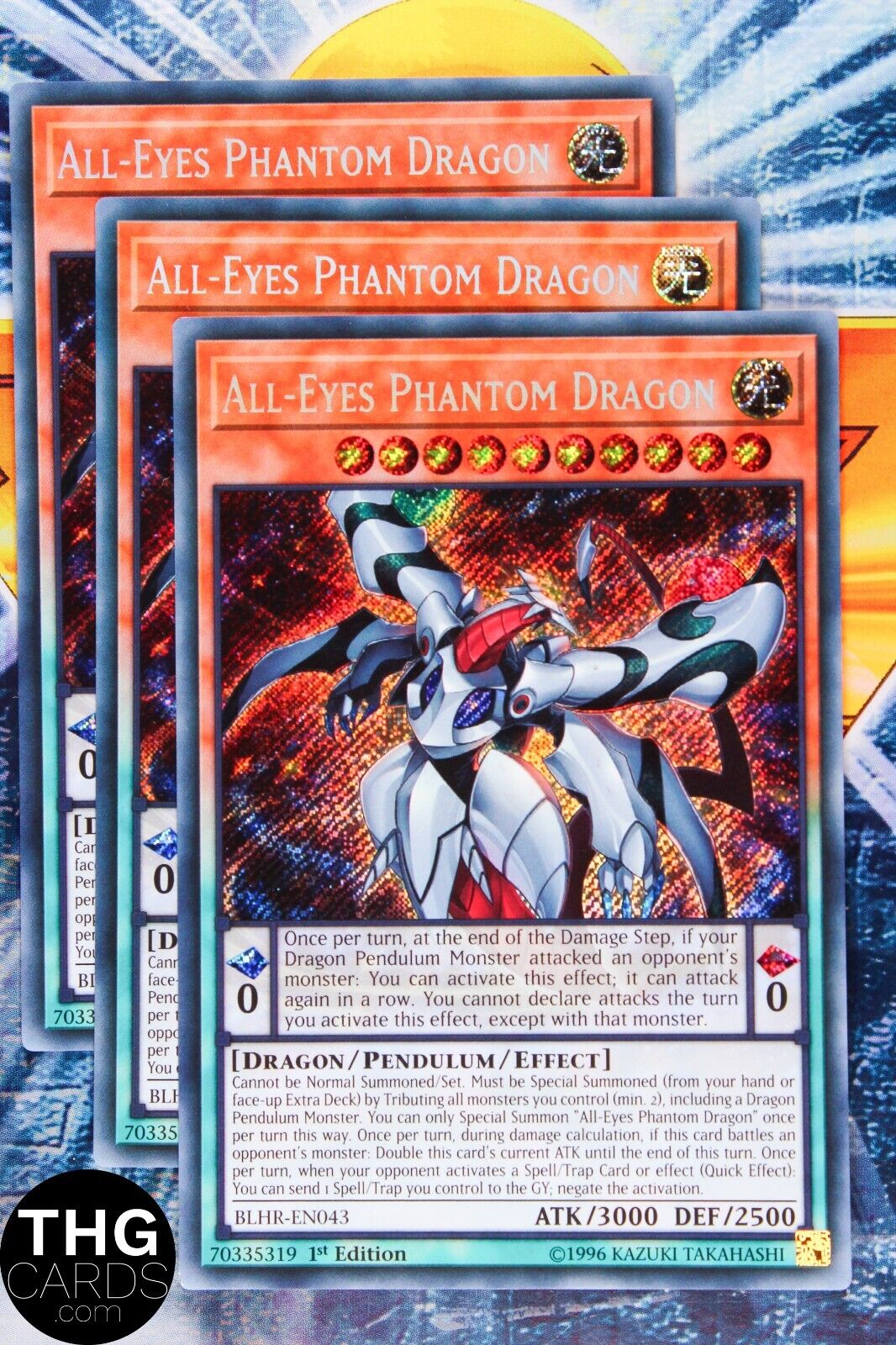 All-Eyes Phantom Dragon BLHR-EN043 1st Edition Secret Rare Yugioh Card Playset