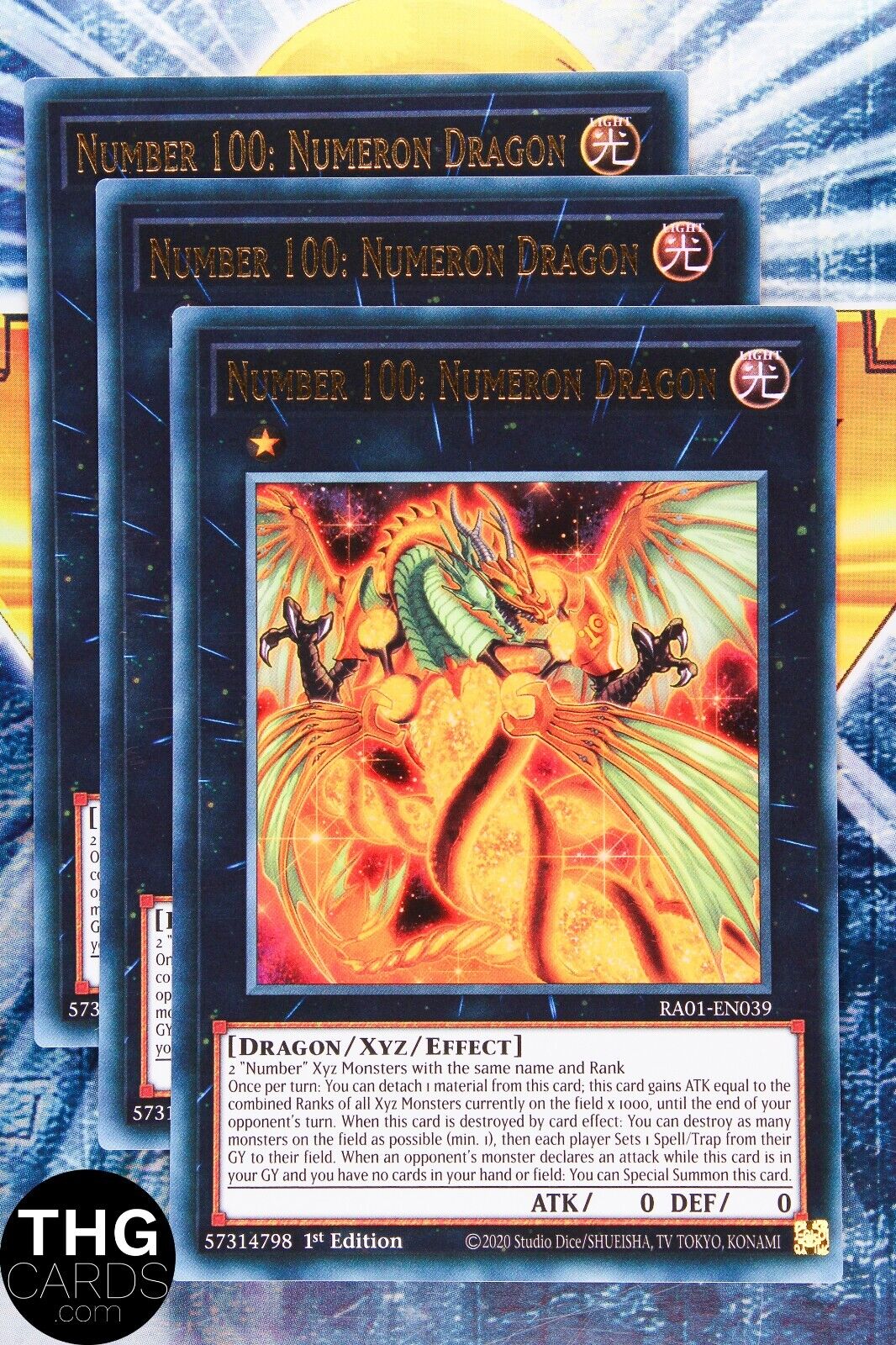 Number 100: Numeron Dragon RA01-EN039 1st Ed Ultra Rare Yugioh Card Playset