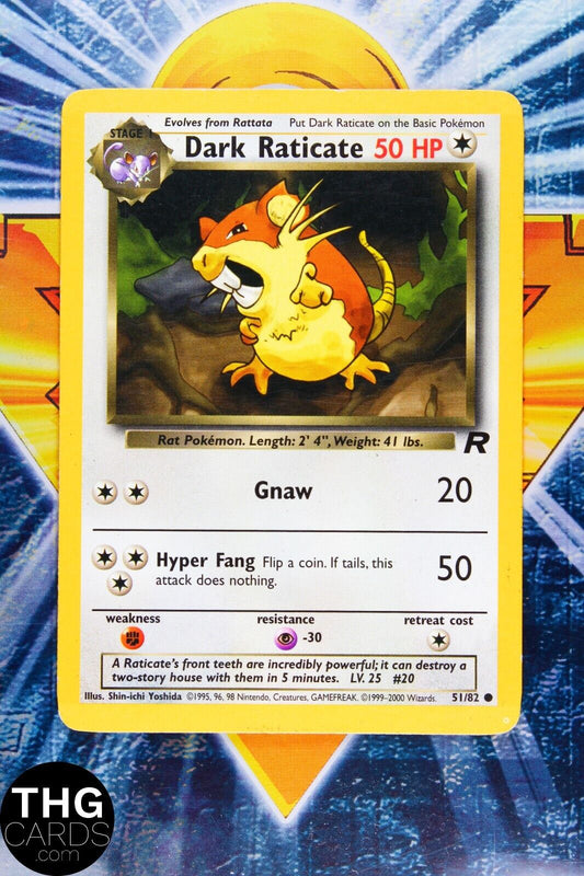 Dark Raticate 51/82 Common Team Rocket Pokemon Card