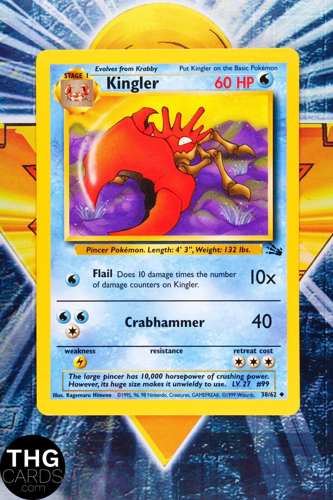 Kingler 38/62 Uncommon Fossil Pokemon Card