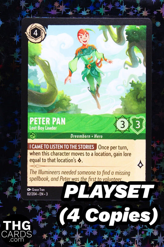 Peter Pan, Lost Boy Leader 82/204 Rare Lorcana Card EN3 PLAYSET