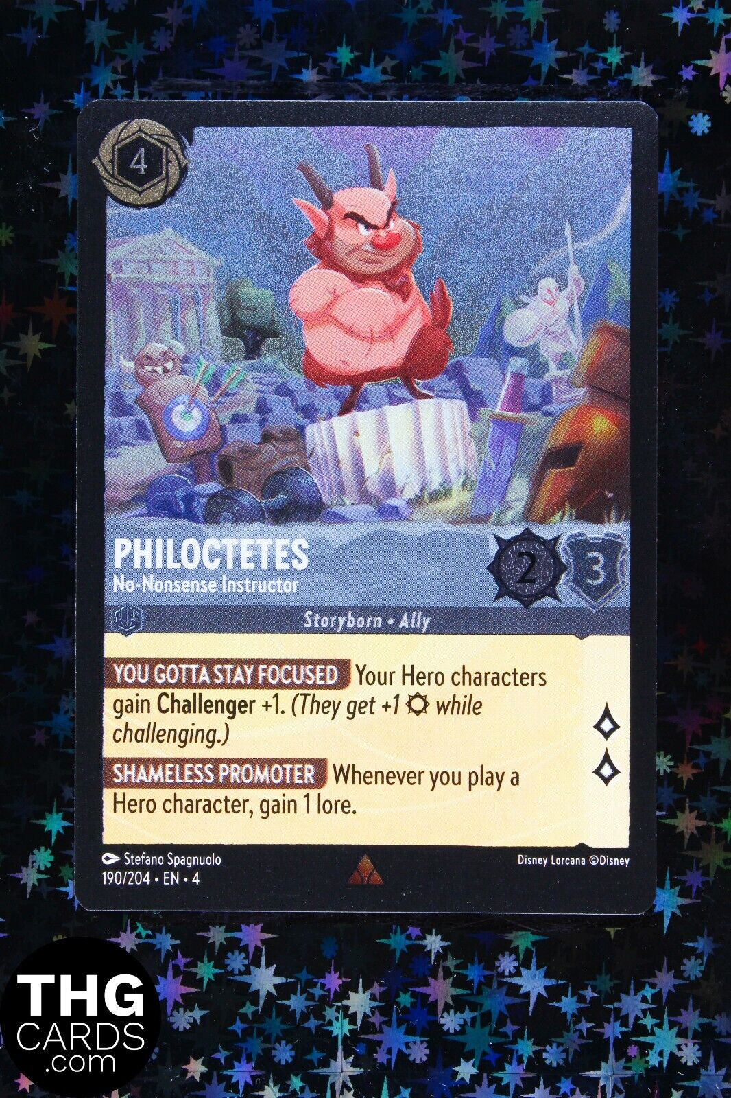 Philoctetes, No-Nonsense Instructor 190/204 Foil Rare Lorcana Card EN4