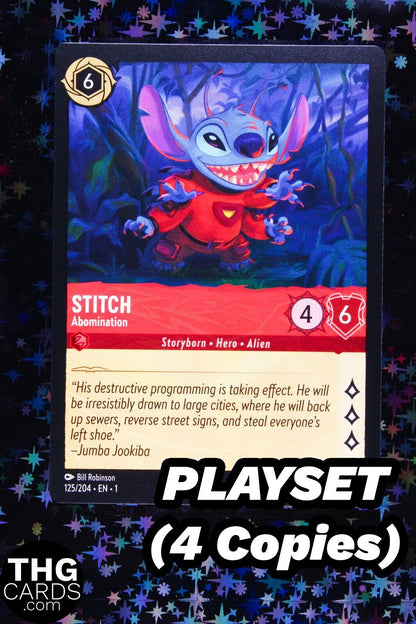 Stitch, Abomination 125/204 Standard Rare Lorcana Card EN 1 PLAYSET