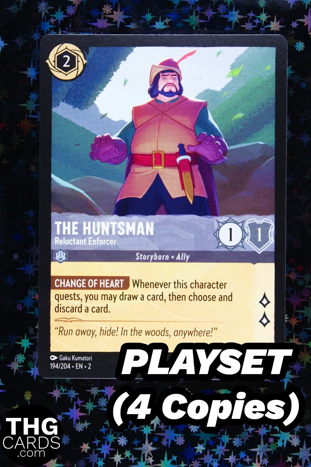 The Huntsman, Reluctant Enforcer 194/204 Rare Lorcana Card EN 2 PLAYSET