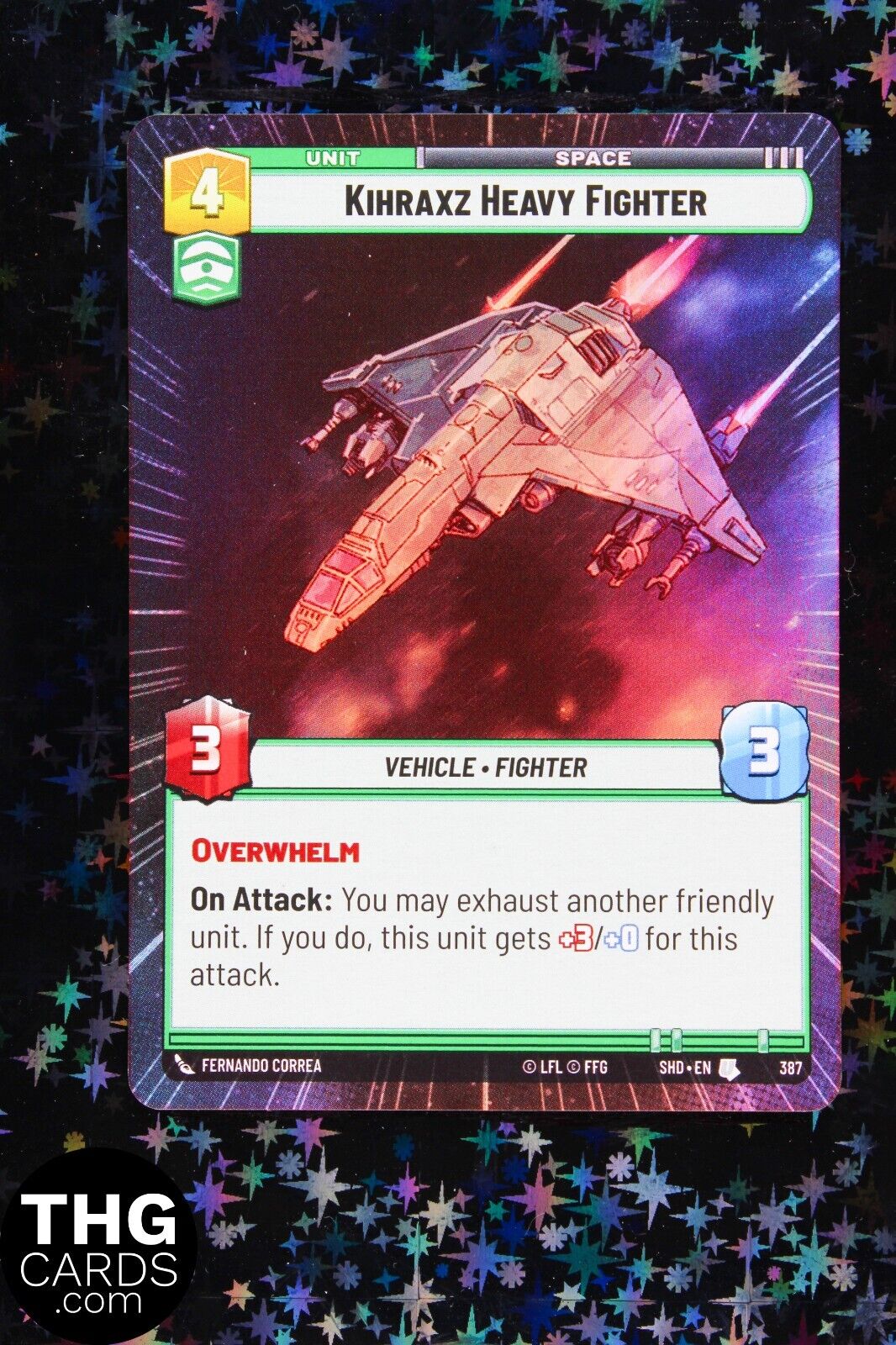 Kihraxz Heavy Fighter 387 Foil Hyperspace Uncommon Star Wars Unlimited Card SHD