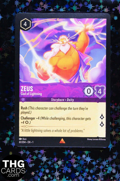 Zeus, God of Lightning 61/204 Rare Lorcana Card EN 1