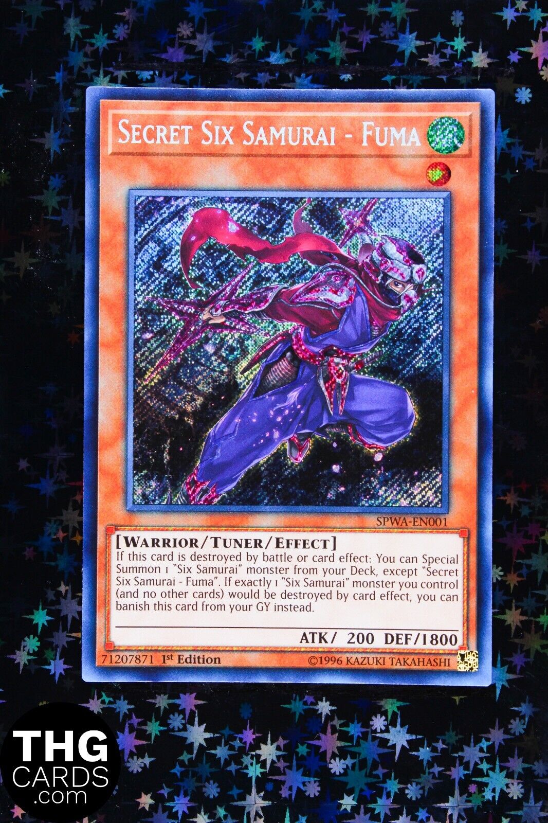 Secret Six Samurai - Fuma SPWA-EN001 1st Edition Secret Rare Yugioh Card