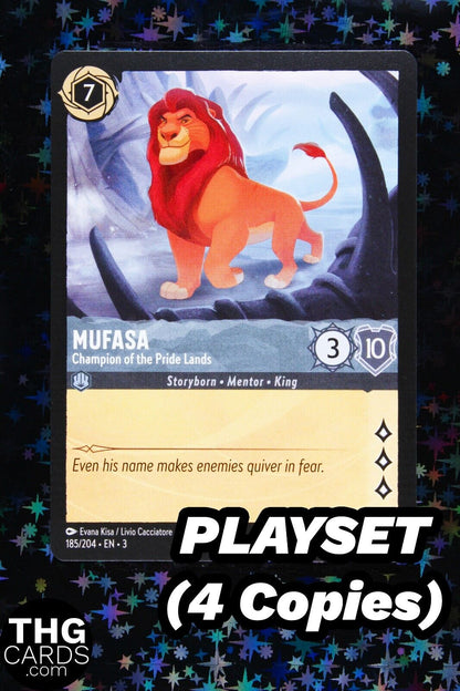 Mufasa, Champion of the Pride Lands 185/204 Rare Lorcana Card EN 3 PLAYSET