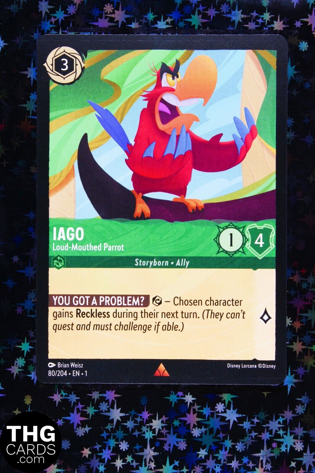 Iago, Loud-Mouthed Parrot 80/204 Rare Lorcana Card EN 1 PLAYSET