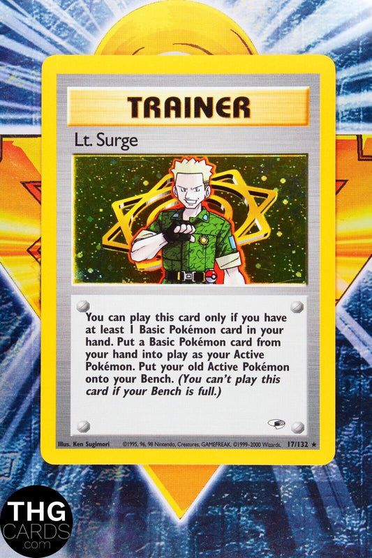 Lt. Surge 17/132 Holo Rare Gym Heroes Pokemon Card