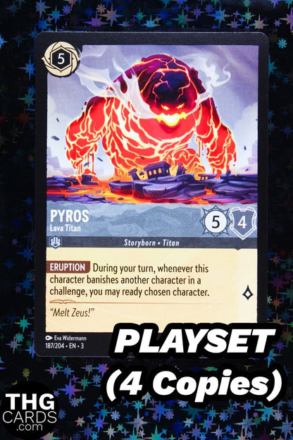 Pyros, Lava Titan 187/204 Rare Lorcana Card EN 3 PLAYSET