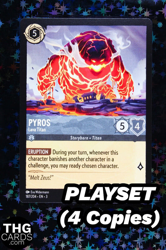 Pyros, Lava Titan 187/204 Rare Lorcana Card EN 3 PLAYSET