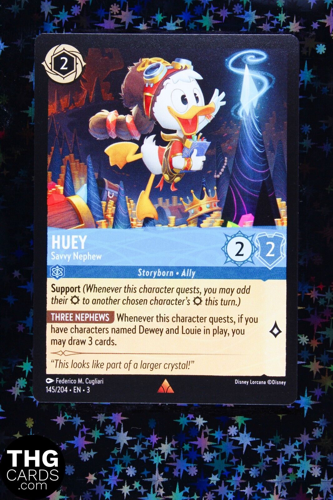 Huey, Savvy Nephew 145/204 Rare Lorcana Card EN 3 PLAYSET