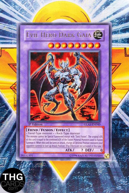 Evil Hero Dark Gaia GLAS-EN040 Rare 1st Edition Rare Yugioh Card
