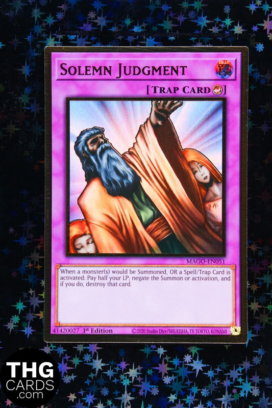 Solemn Judgment MAGO-EN051 1st Ed Premium Gold Rare Yugioh Card