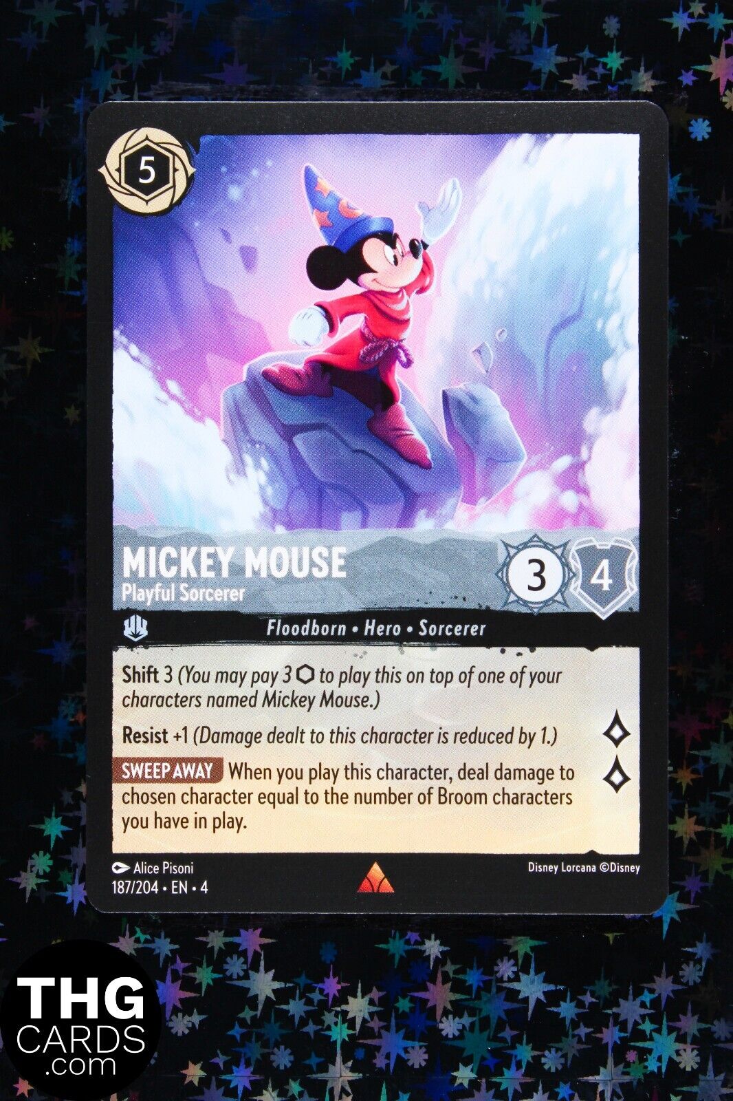 Mickey Mouse, Playful Sorcerer 187/204 Rare Lorcana Card EN 4