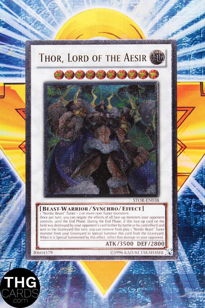 Thor, Lord of the Aesir STOR-EN038 Ultimate Rare Yugioh Card