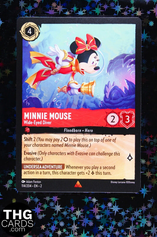 Minnie Mouse, Wide-Eyed Diver 114/204 Rare Lorcana Card EN 2