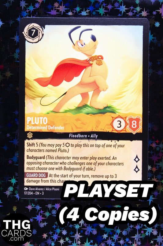 Pluto, Determined Defender 17/204 Rare Lorcana Card EN3 PLAYSET