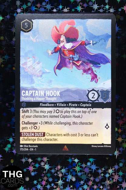 Captain Hook, Thinking a Happy Thought 175/204 Rare Foil Lorcana Card EN 1