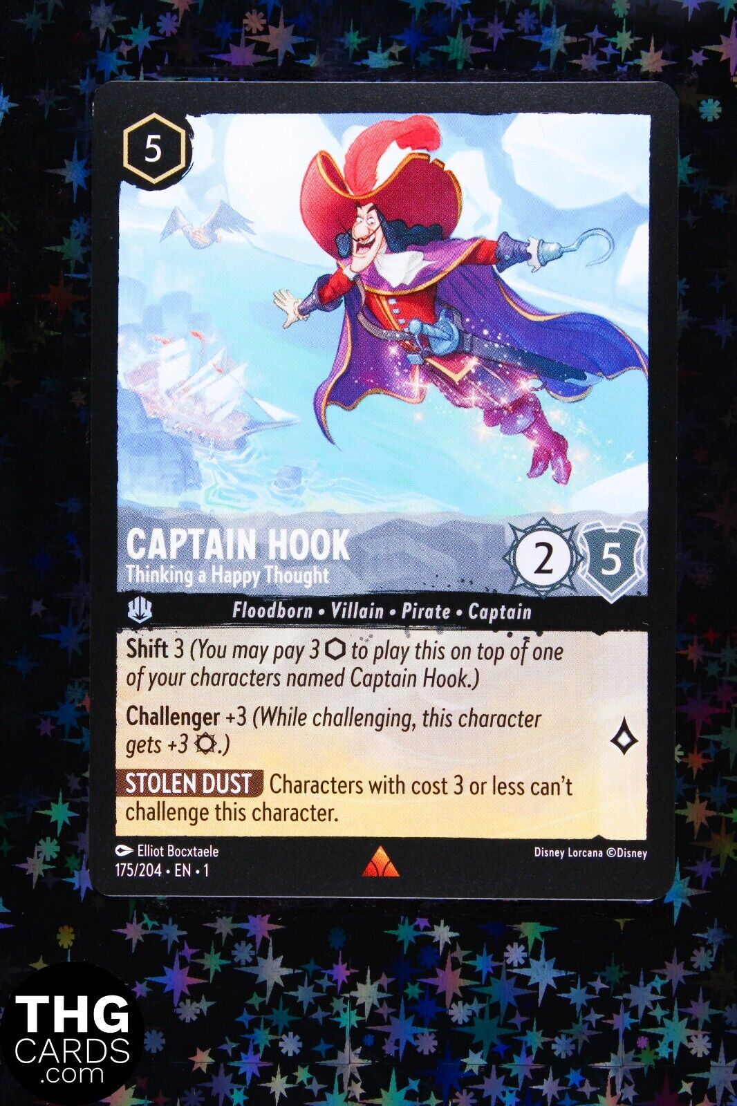 Captain Hook, Thinking a Happy Thought 175/204 Rare Lorcana Card EN 1