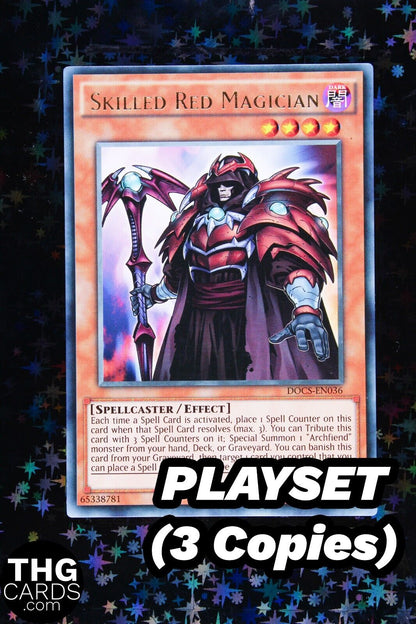 Skilled Red Magician DOCS-EN036 1st Edition Rare Yugioh Card PLAYSET