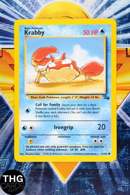 Krabby 51/62 Common Fossil Pokemon Card