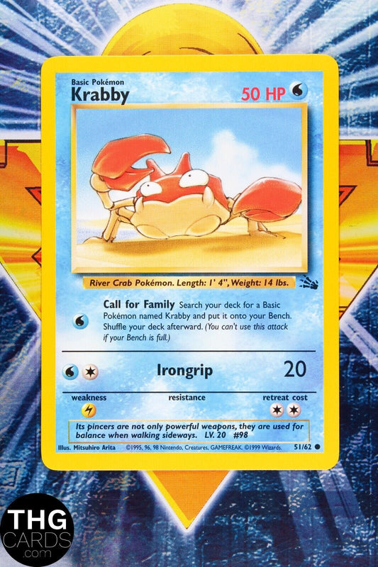 Krabby 51/62 Common Fossil Pokemon Card