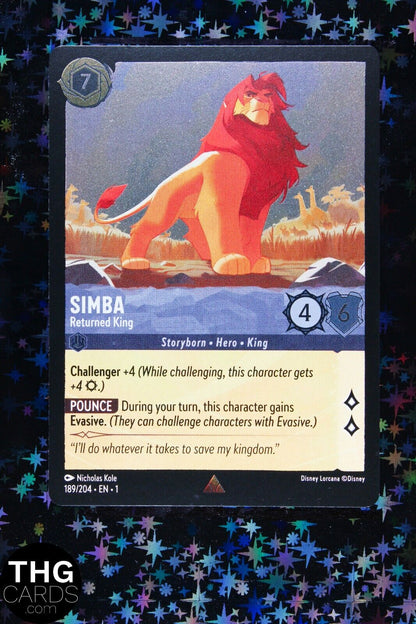 Simba, Returned King 189/204 Rare Foil Lorcana Card EN 1