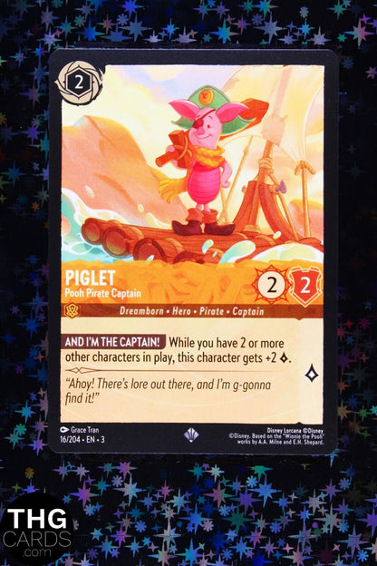 Piglet, Pooh Pirate Captain 16/204 Super Rare Lorcana Card EN 3