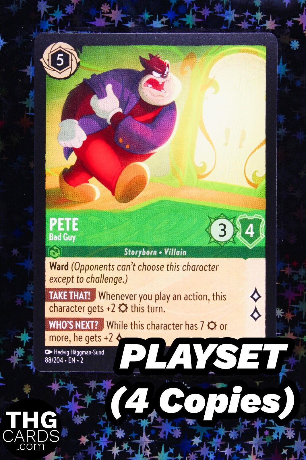 Pete, Bad Guy 88/204 Rare Lorcana Card EN 2 PLAYSET