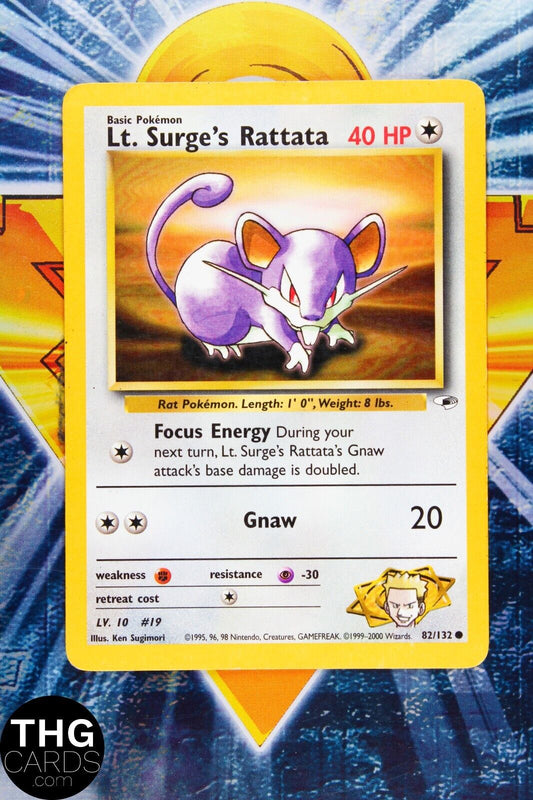 Lt. Surge's Rattata 82/132 Common Gym Heroes Pokemon Card