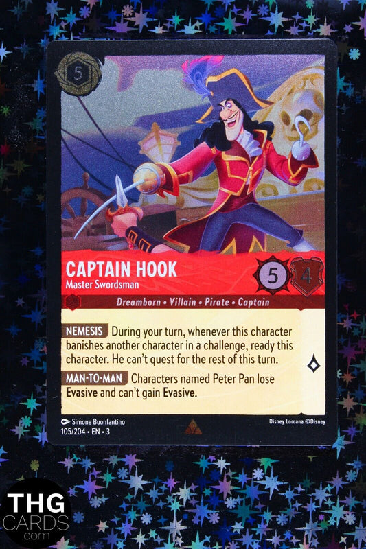 Captain Hook, Master Swordsman 105/204 Rare Foil Lorcana Card EN 3