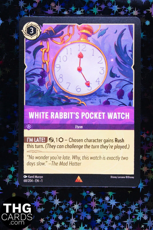 White Rabbit's Pocket Watch 68/204 Rare Lorcana Card EN 1