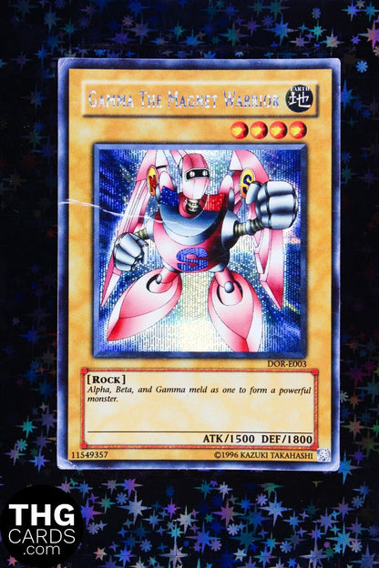 Gamma The Magnet Warrior DOR-E003 Prismatic Secret Rare Promo Yugioh Card