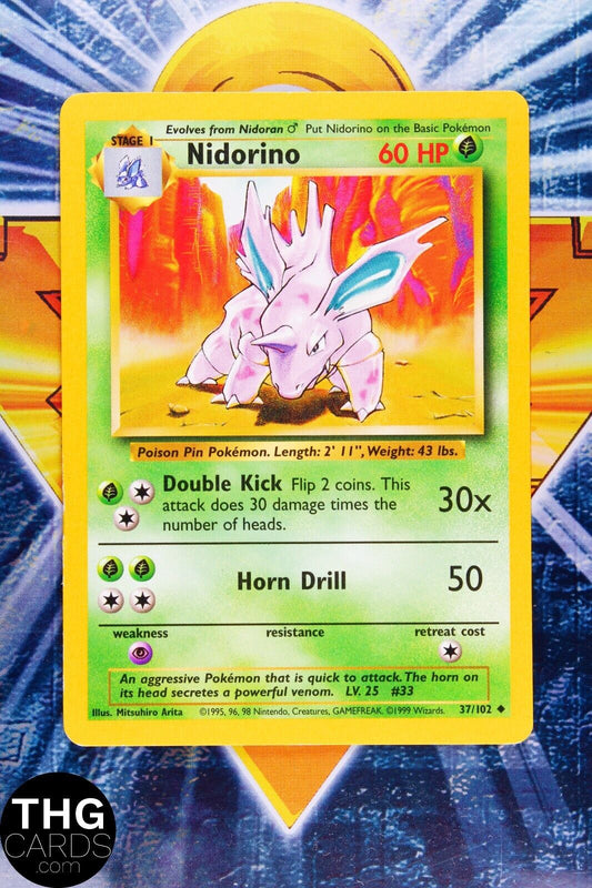 Nidorino 37/102 Uncommon Base Set Pokemon Card