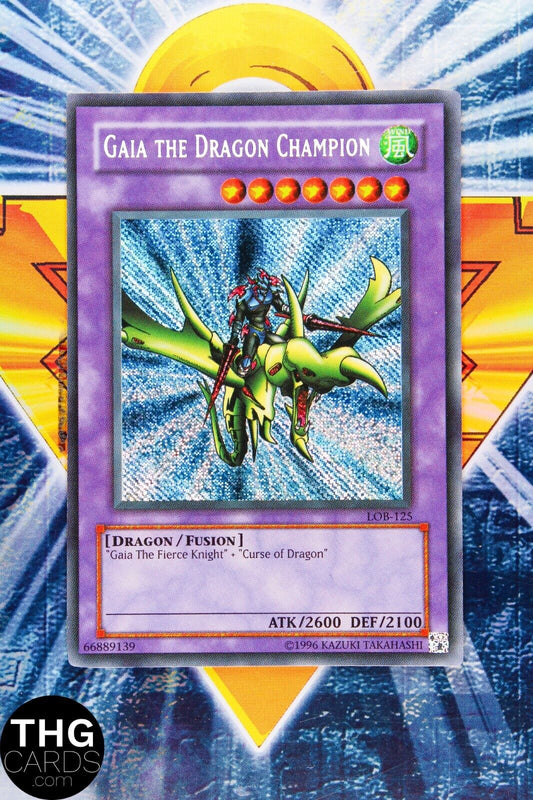 Gaia the Dragon Champion LOB-125 Secret Rare Yugioh Card 4  REVERSE HOLO