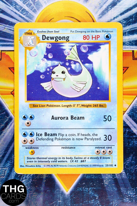 Dewgong 25/102 Shadowless Uncommon Base Set Pokemon Card