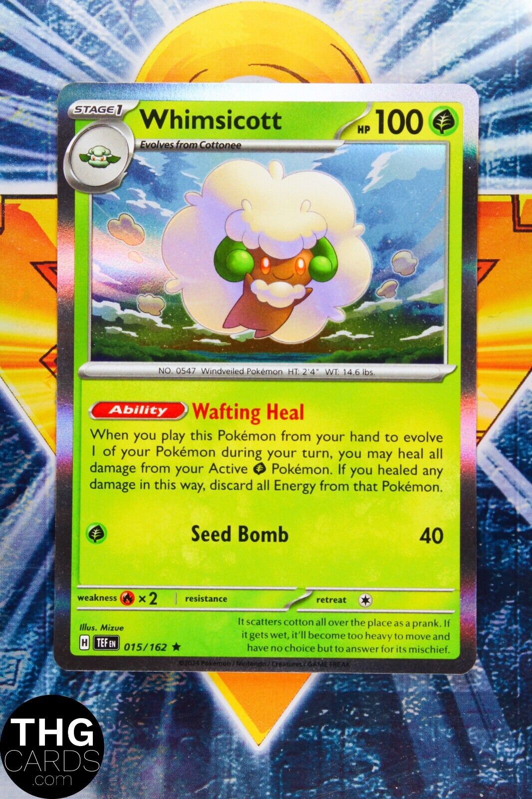 Whimsicott 015/162 Rare Holo Temporal Forces Pokemon Card