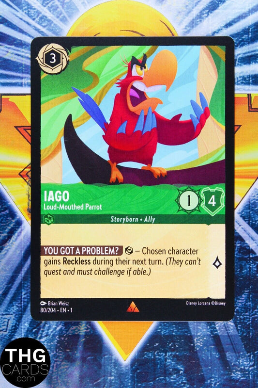 Iago, Loud-Mouthed Parrot 80/204 Standard Rare Lorcana First Chapter Card