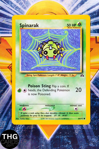 Spinarak 64/75 Common Neo Discovery Pokemon Card