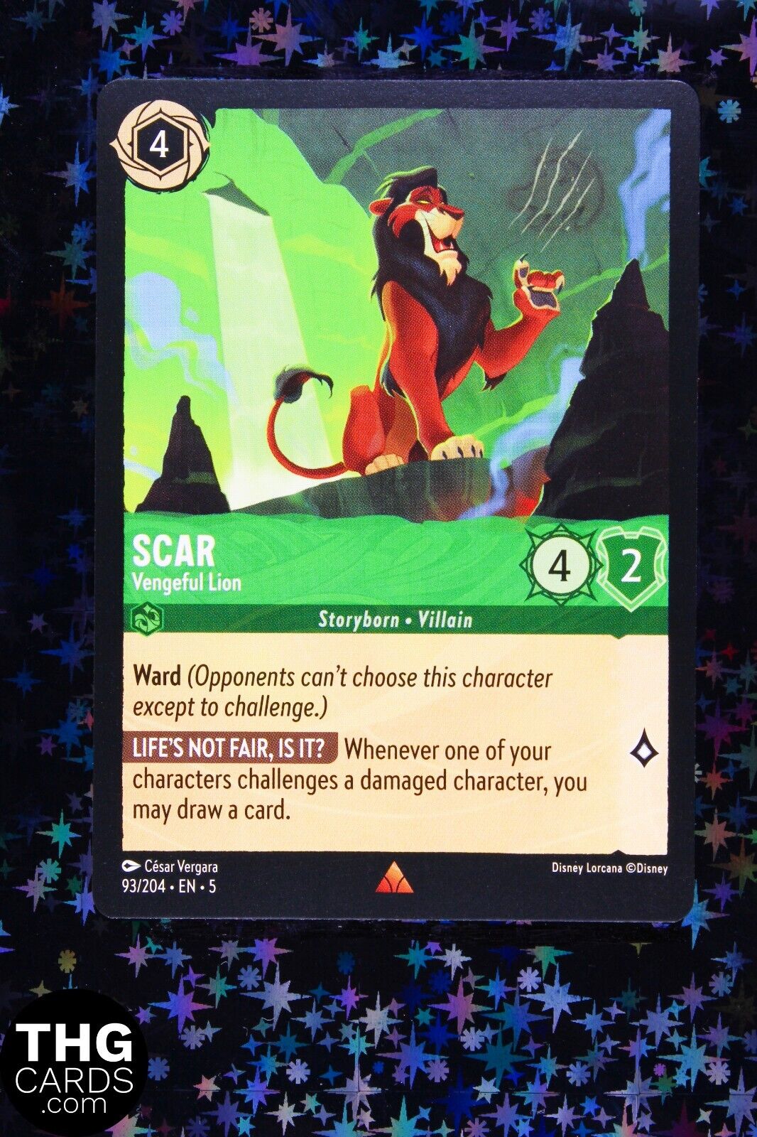 Scar, Vengeful Lion 93/204 Rare Lorcana Card EN 5