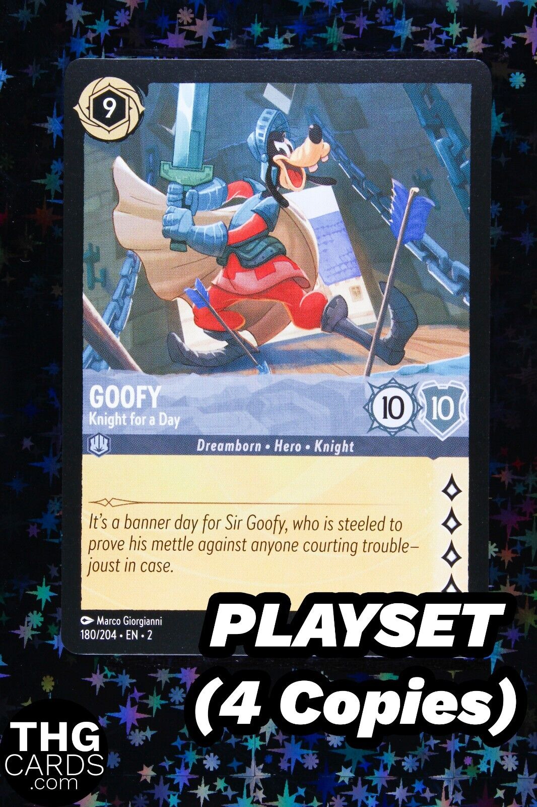 Goofy, Knight for a Day 180/204 Rare Lorcana Card EN 2 PLAYSET