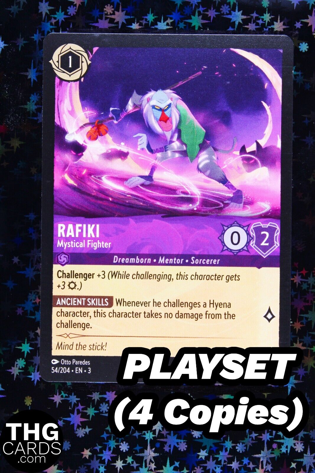 Rafiki, Mystical Fighter 54/204 Rare Lorcana Card EN3 PLAYSET