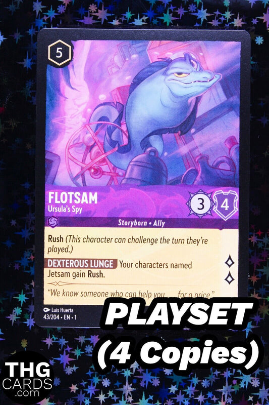 Flotsam, Ursula's Spy 43/204 Rare Lorcana Card EN 1 PLAYSET