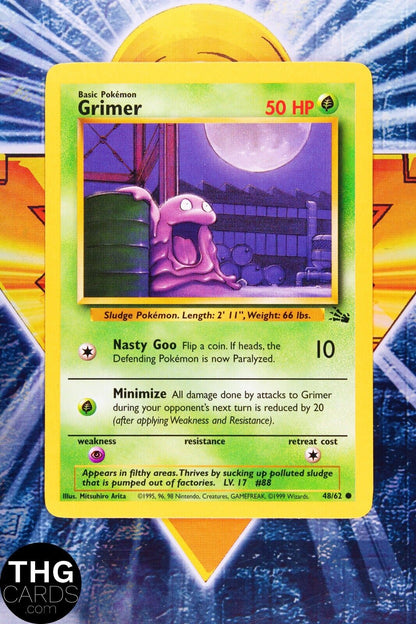 Grimer 48/62 Common Fossil Pokemon Card