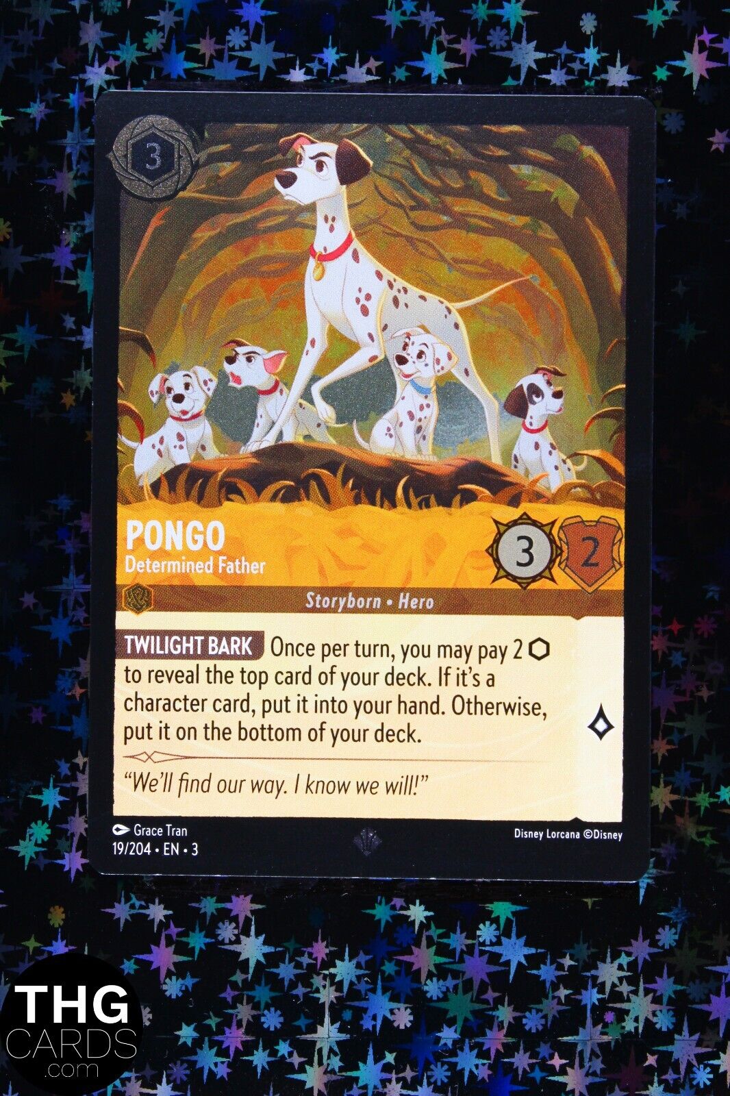 Pongo, Determined Father 19/204 Super Rare Foil Lorcana Card EN 2